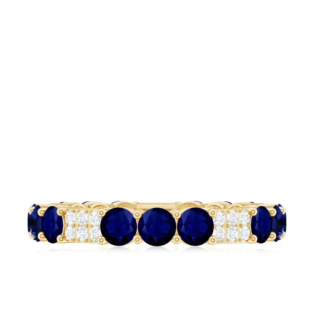 3 CT Blue Sapphire and Diamond Designer Eternity Band Ring