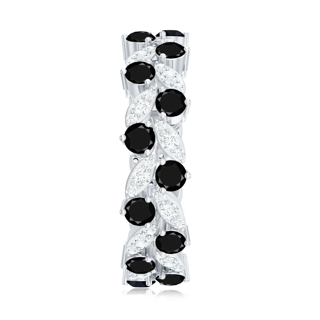5 CT Created Black Diamond Leaf Eternity Ring with Moissanite