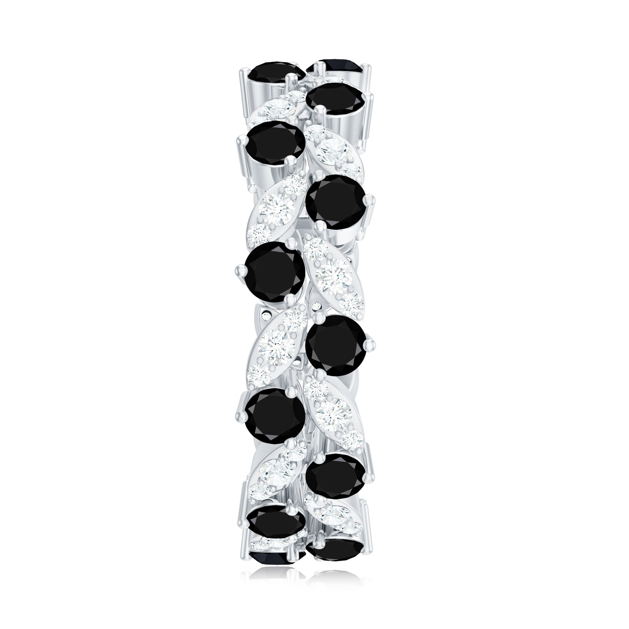 5 CT Created Black Diamond Leaf Eternity Ring with Moissanite