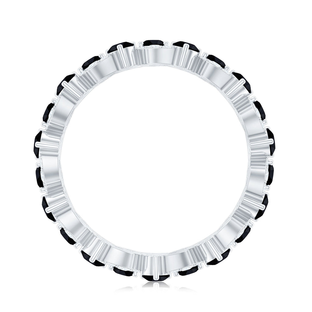 5 CT Created Black Diamond Leaf Eternity Ring with Moissanite