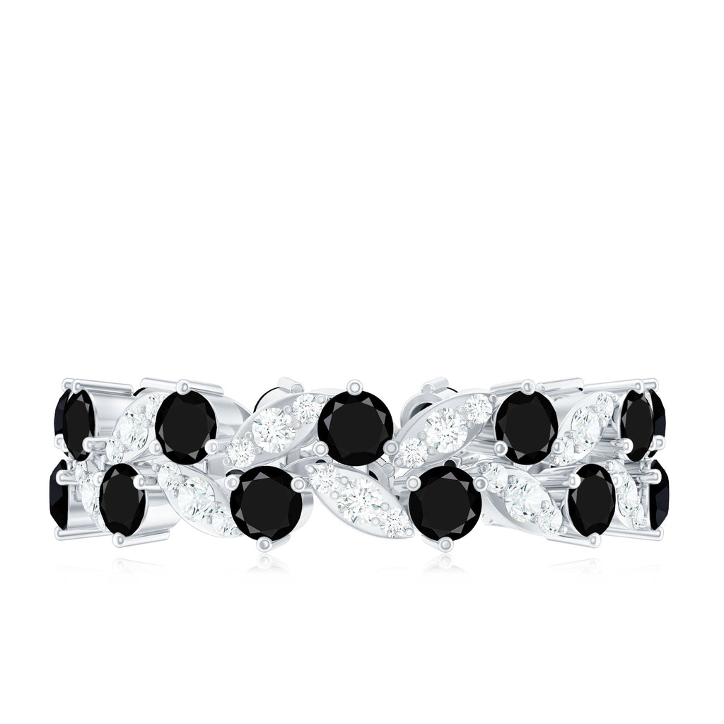 5 CT Created Black Diamond Leaf Eternity Ring with Moissanite