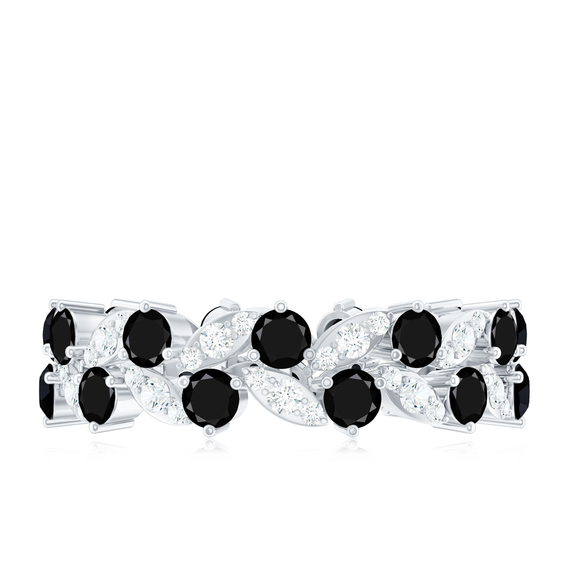 5 CT Created Black Diamond Leaf Eternity Ring with Moissanite