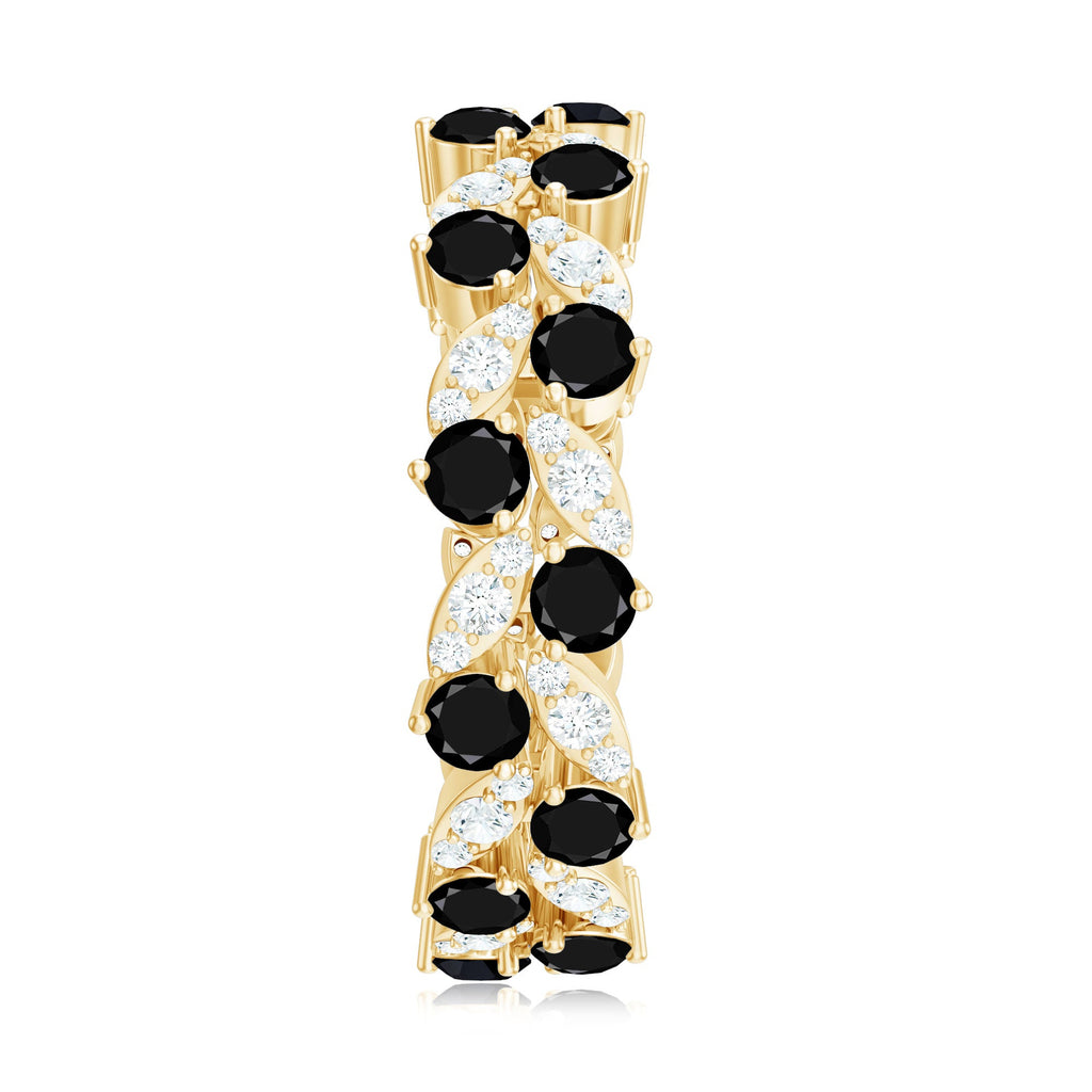 5 CT Created Black Diamond Leaf Eternity Ring with Moissanite