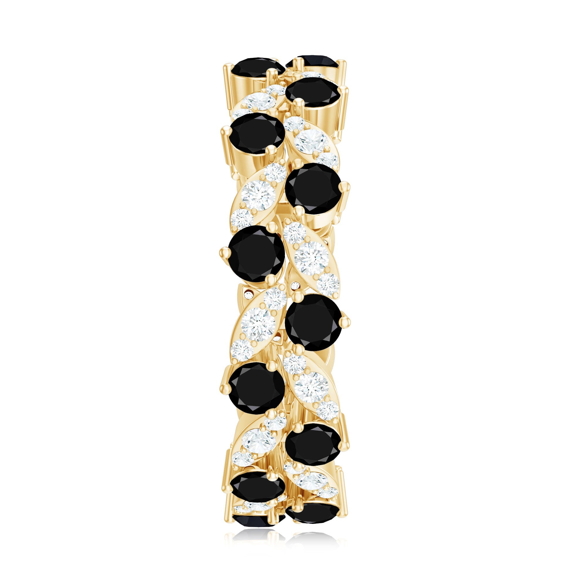 5 CT Created Black Diamond Leaf Eternity Ring with Moissanite