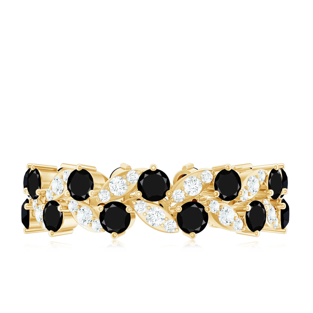 5 CT Created Black Diamond Leaf Eternity Ring with Moissanite