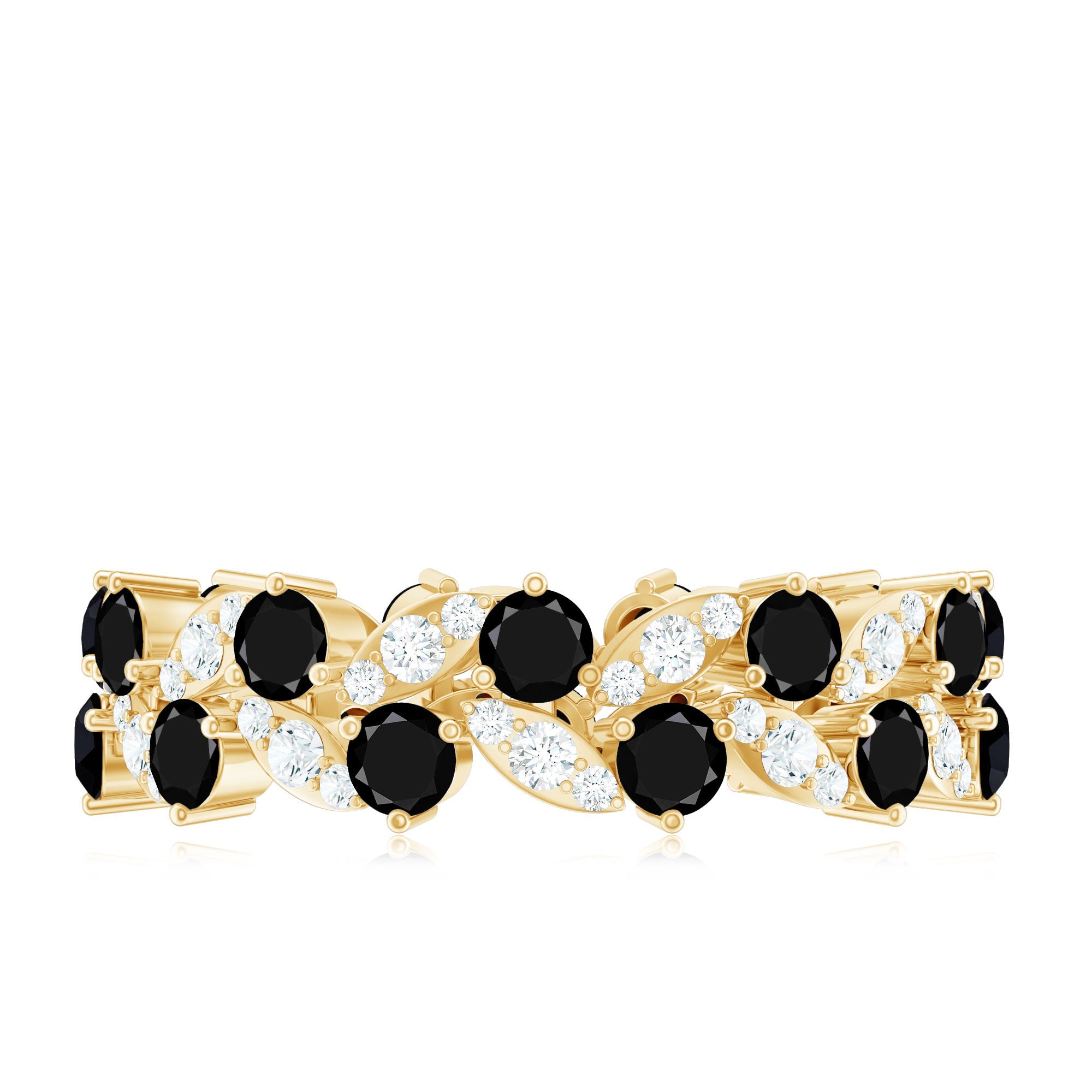 5 CT Created Black Diamond Leaf Eternity Ring with Moissanite