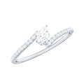 Tilted Pear Shape Simulated Diamond Bypass Promise Ring in Gold