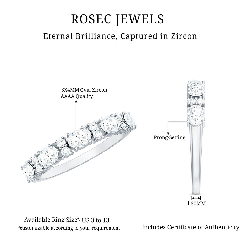 Oval and Round Zircon East West Half Eternity Ring in Gold