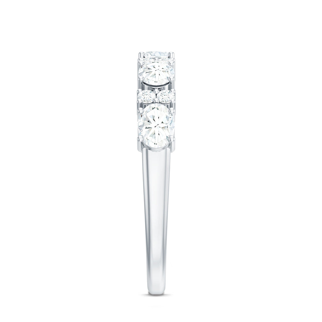 Oval and Round Zircon East West Half Eternity Ring in Gold