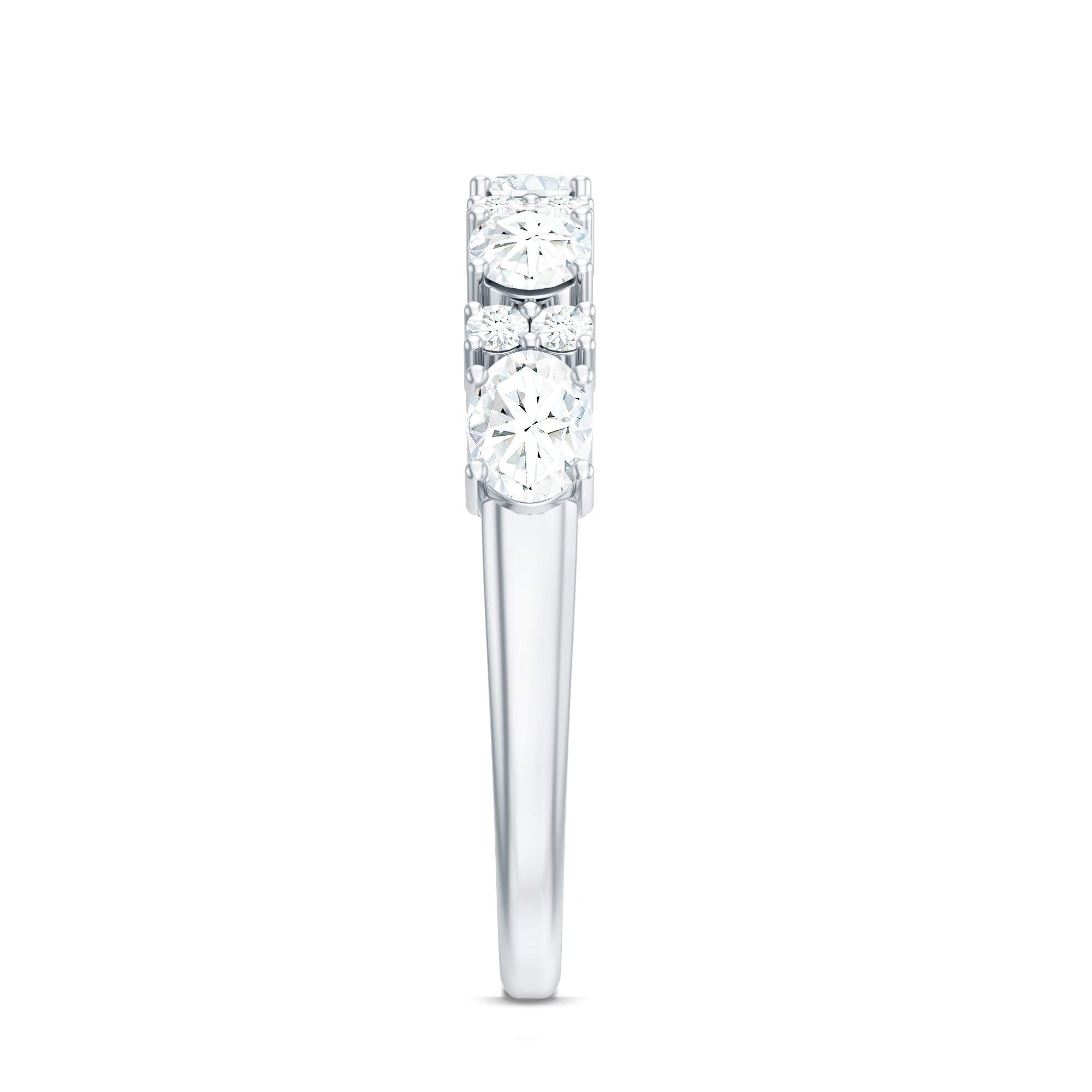 Oval and Round Zircon East West Half Eternity Ring in Gold