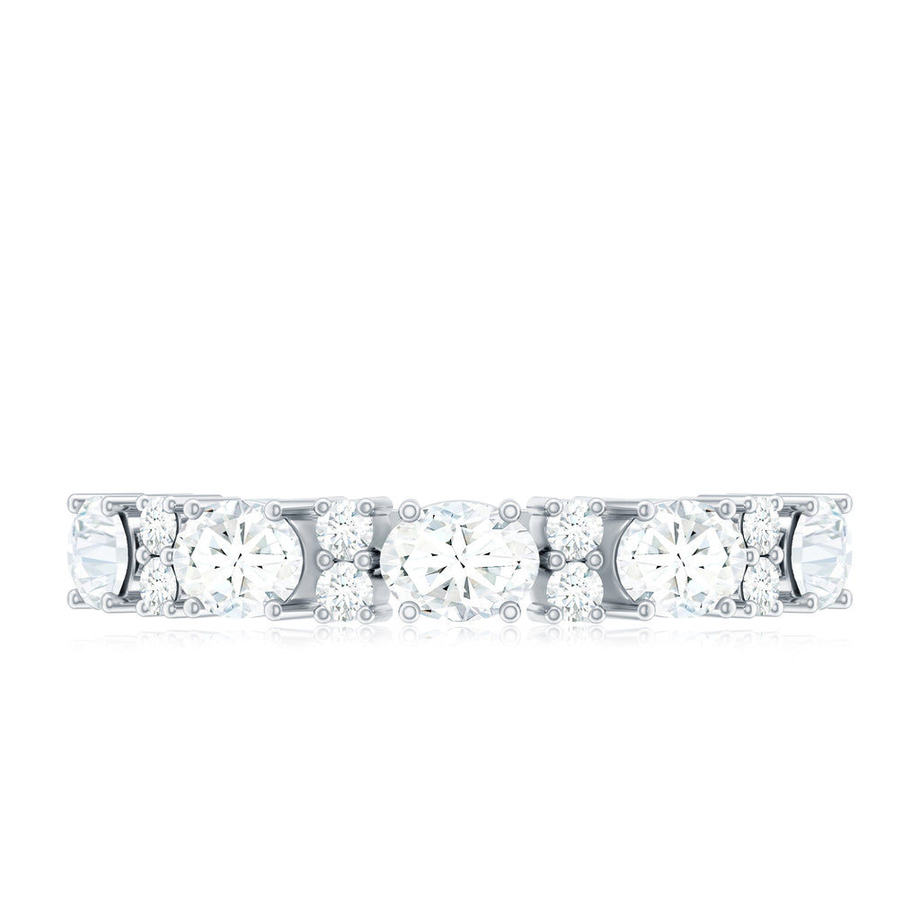 Oval and Round Zircon East West Half Eternity Ring in Gold