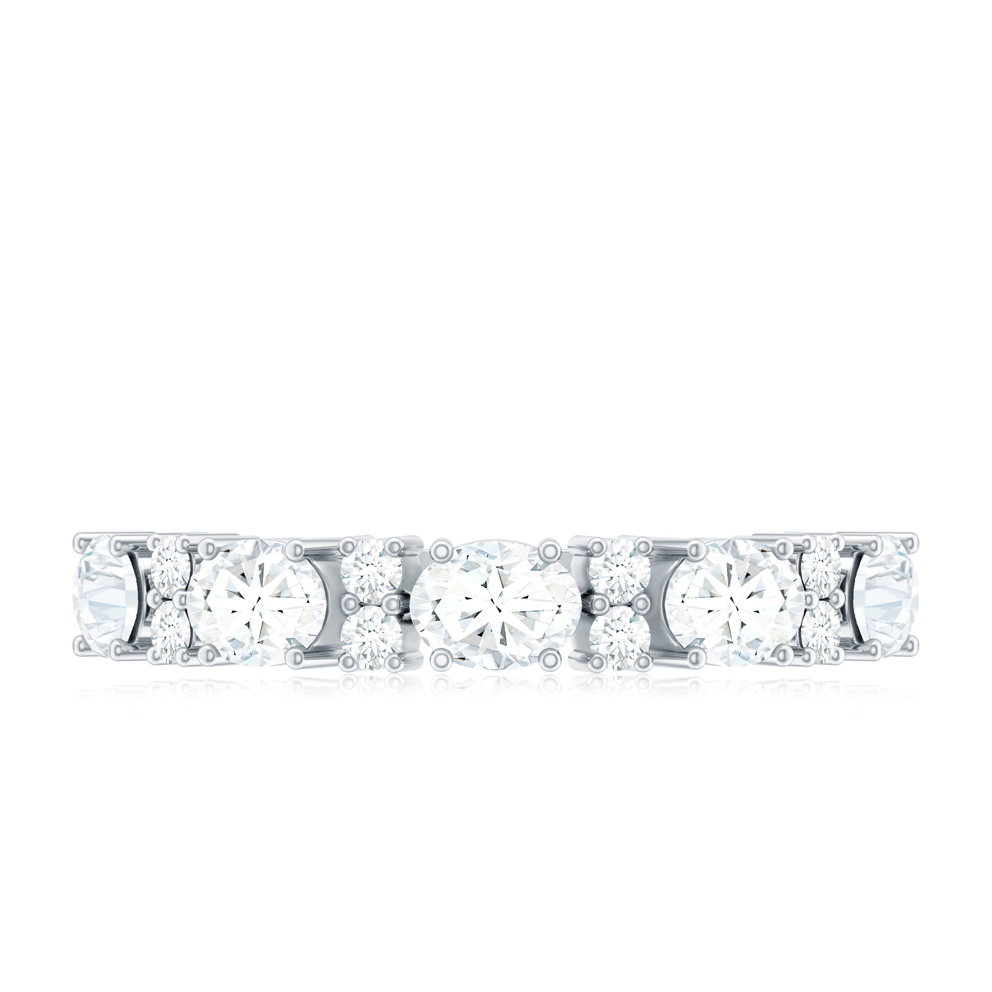 Oval and Round Zircon East West Half Eternity Ring in Gold