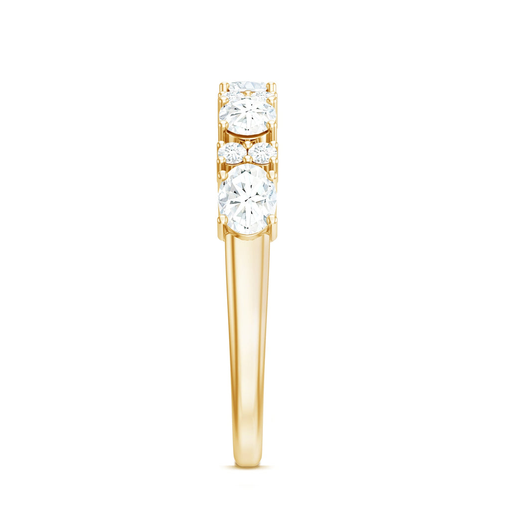 Oval and Round Zircon East West Half Eternity Ring in Gold