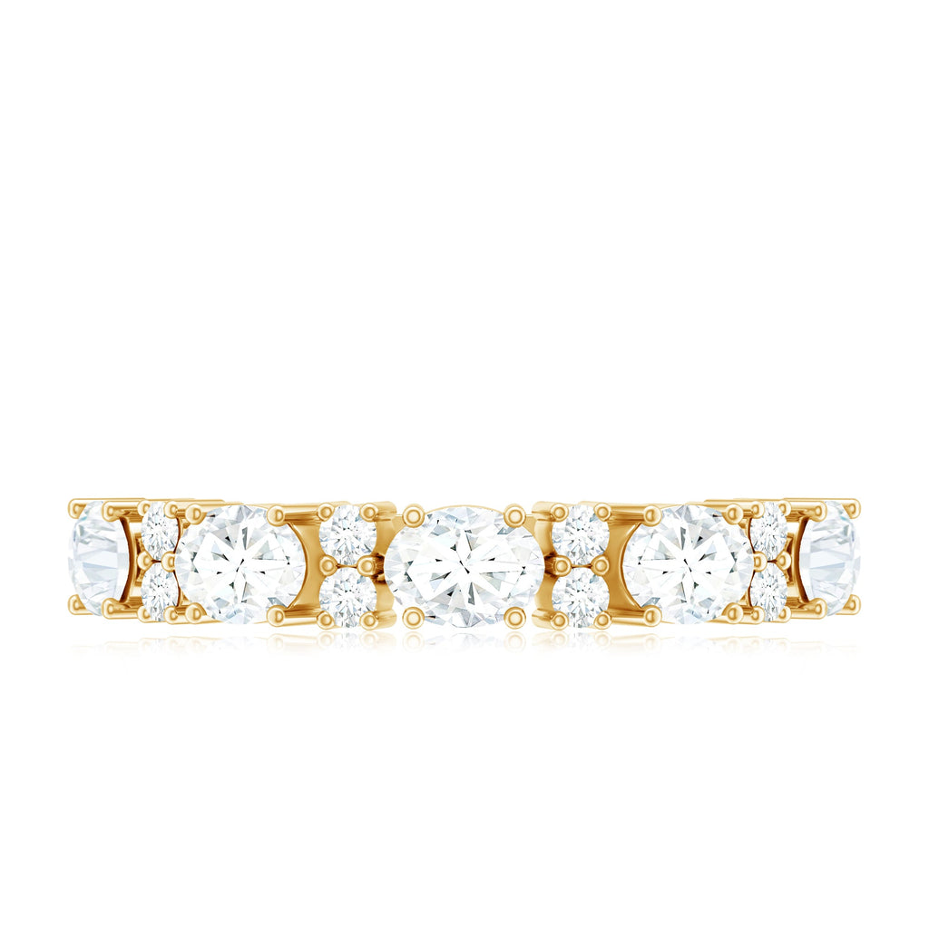 Oval and Round Zircon East West Half Eternity Ring in Gold