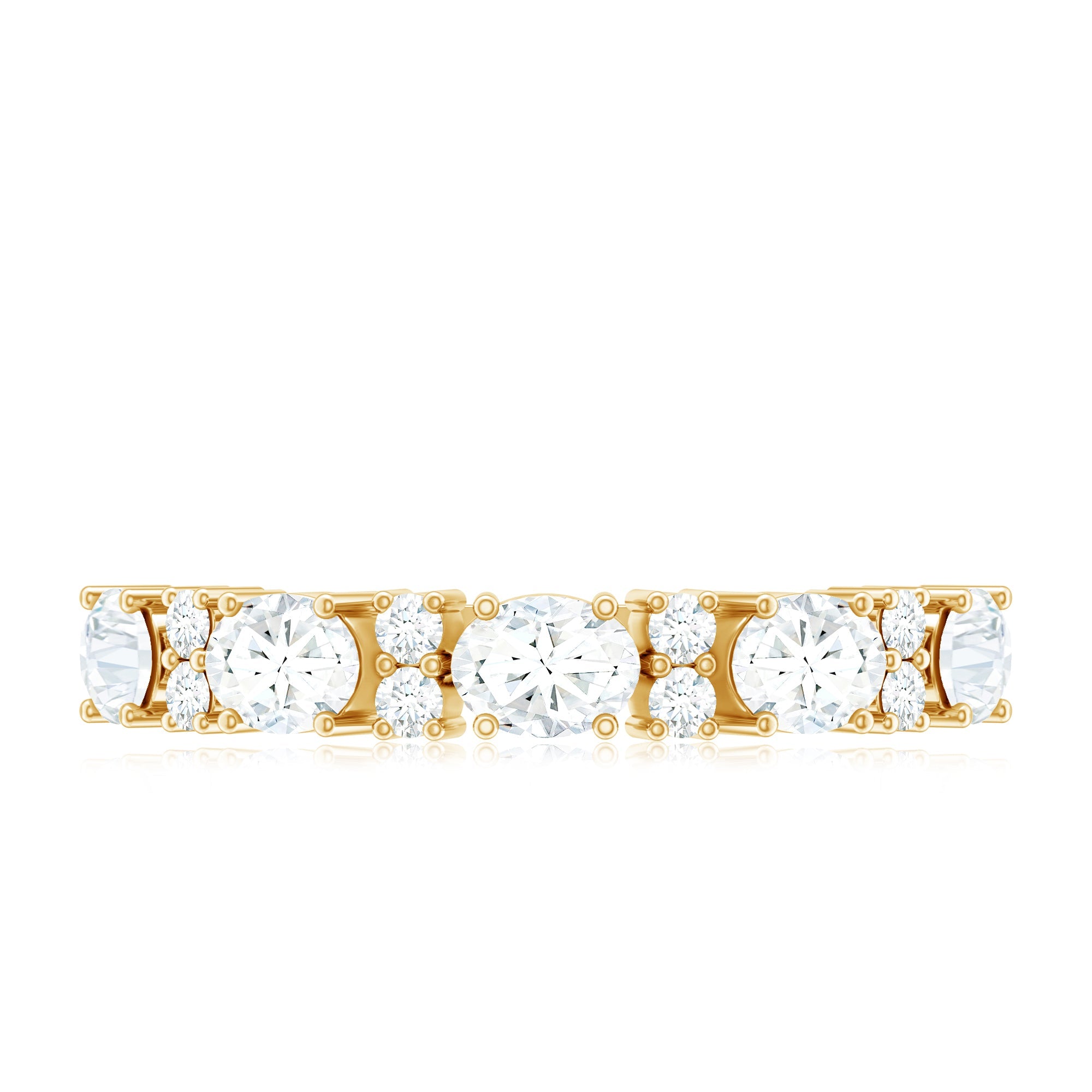 Oval and Round Zircon East West Half Eternity Ring in Gold