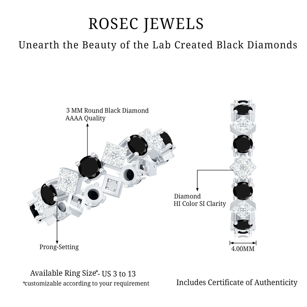 Lab-Created Black Diamond and Diamond Classic Eternity Band Ring