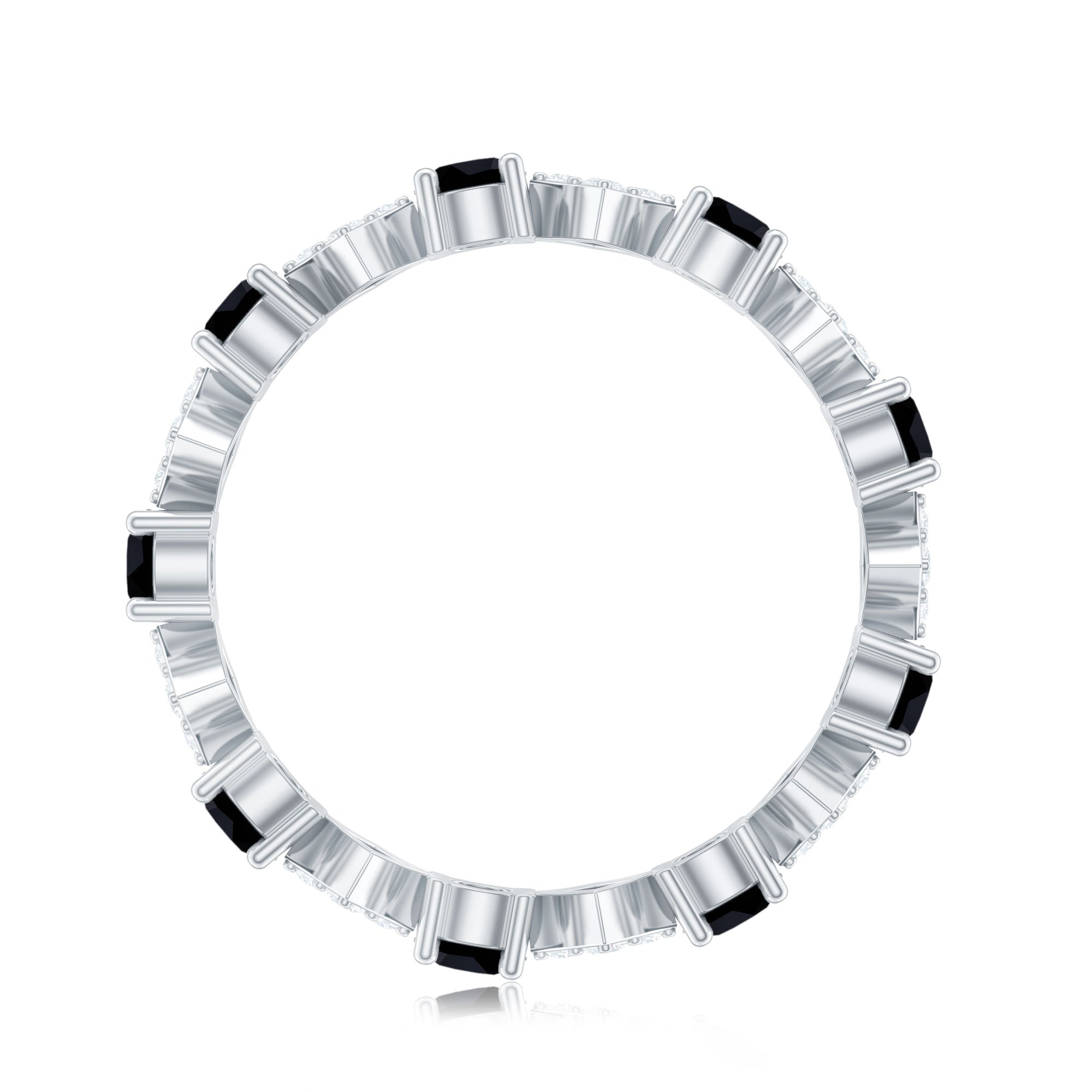 Lab-Created Black Diamond and Diamond Classic Eternity Band Ring