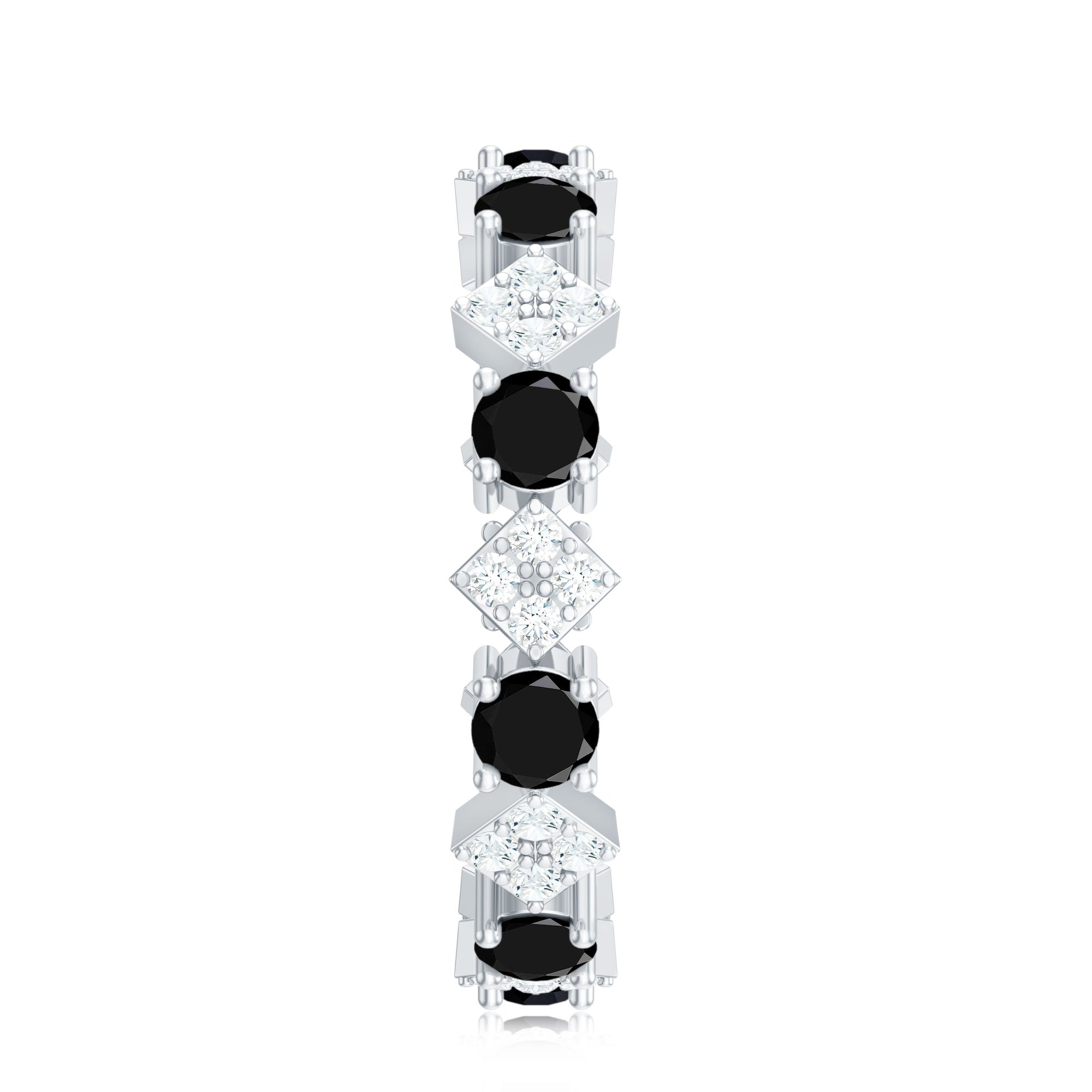 Lab-Created Black Diamond and Diamond Classic Eternity Band Ring