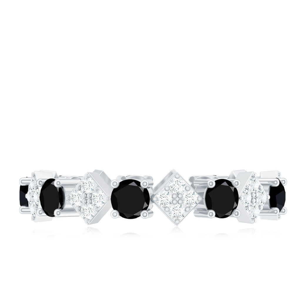 Lab-Created Black Diamond and Diamond Classic Eternity Band Ring