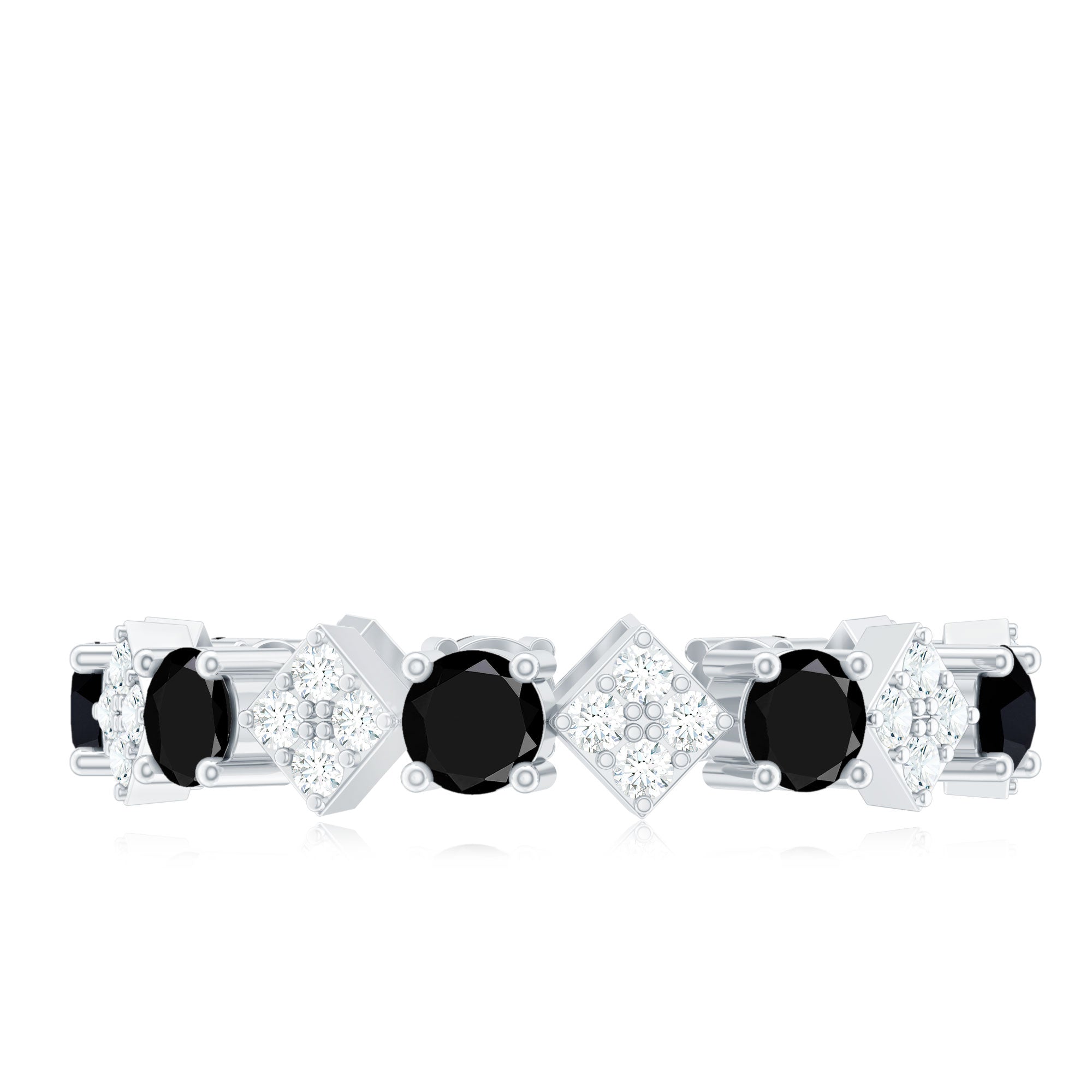 Lab-Created Black Diamond and Diamond Classic Eternity Band Ring