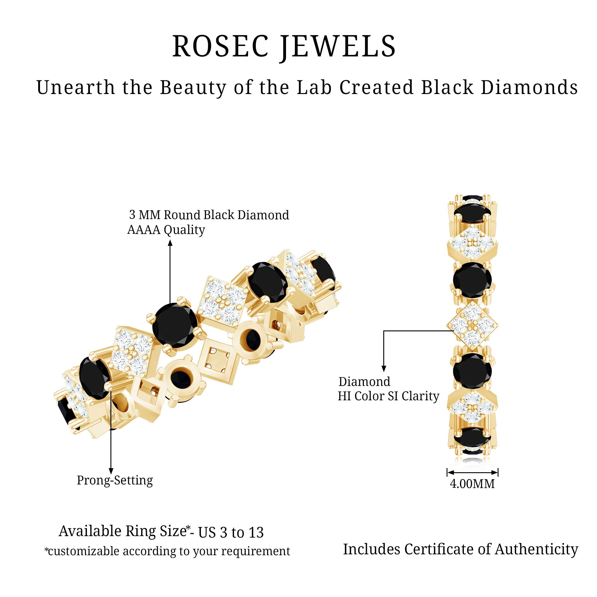 Lab-Created Black Diamond and Diamond Classic Eternity Band Ring