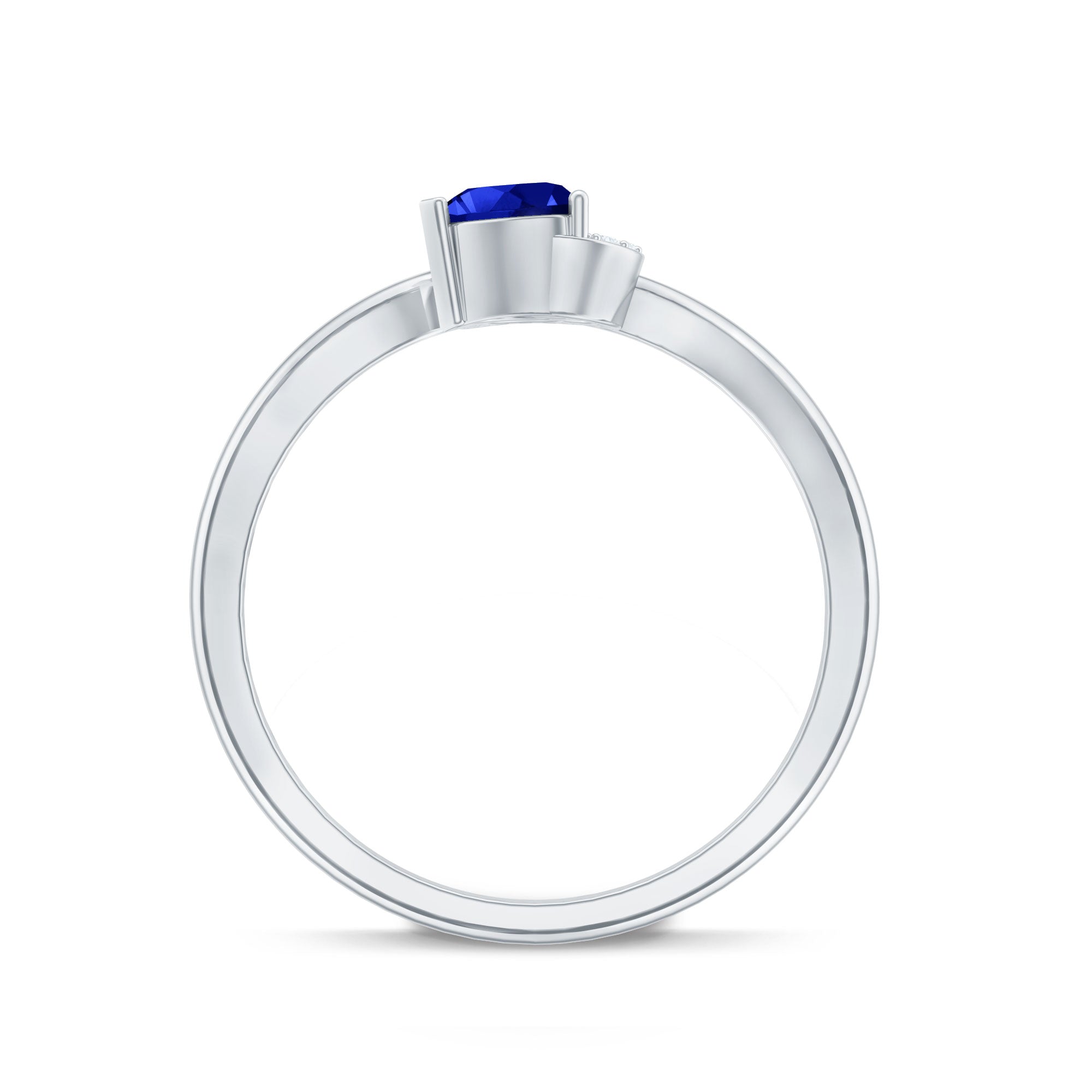 Heart Shape Created Blue Sapphire and Diamond Twisted Promise Ring
