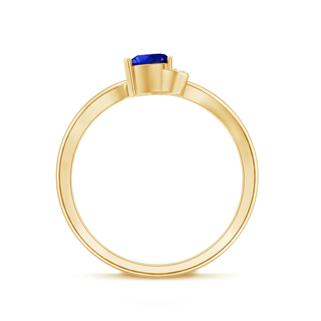 Heart Shape Created Blue Sapphire and Diamond Twisted Promise Ring