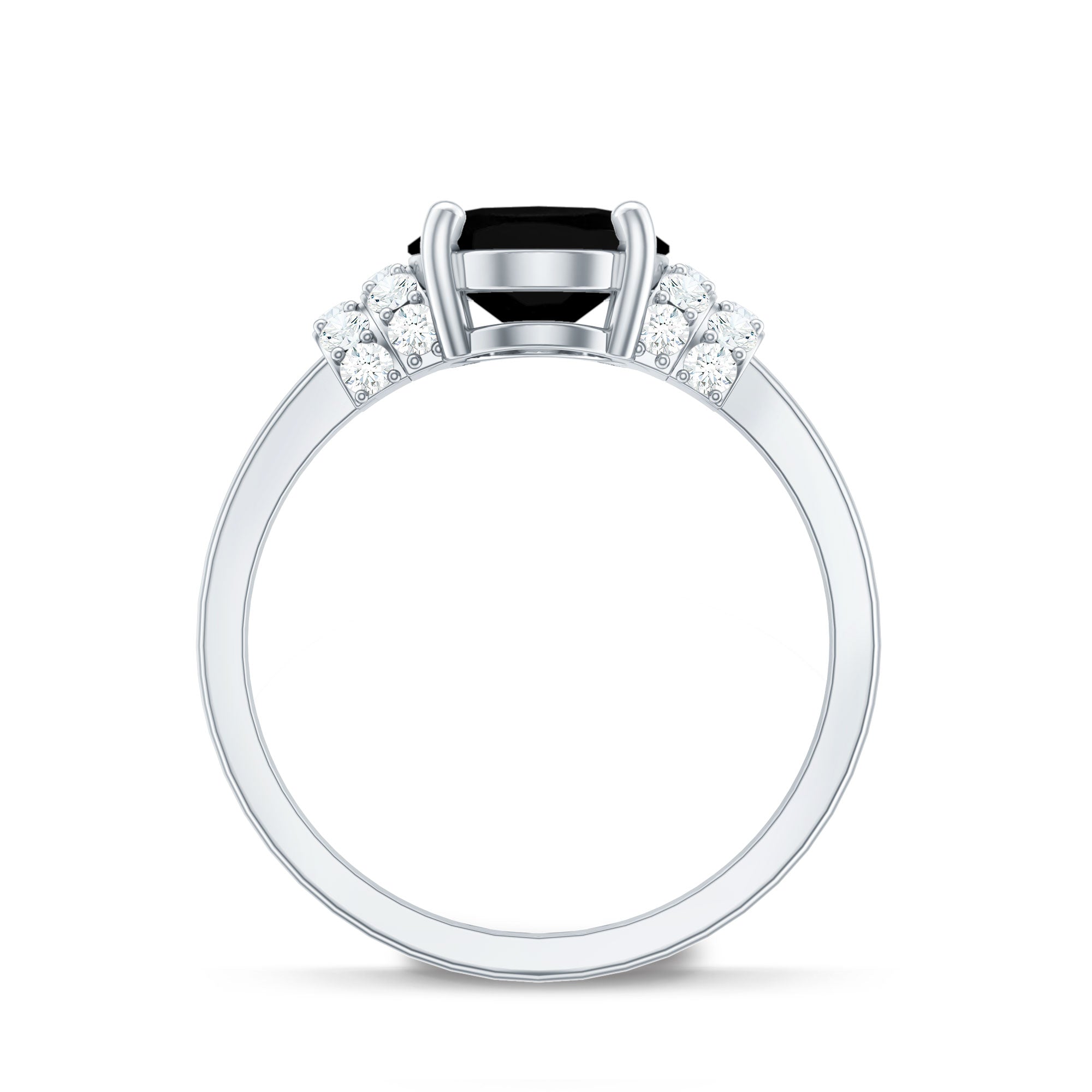 Created Black Diamond and Diamond Oval Engagement Ring