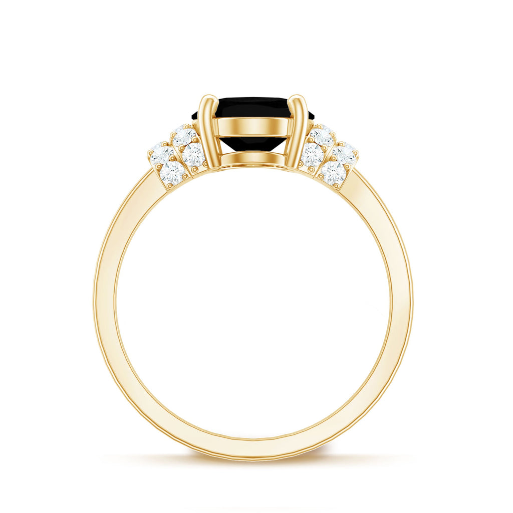 Created Black Diamond and Diamond Oval Engagement Ring