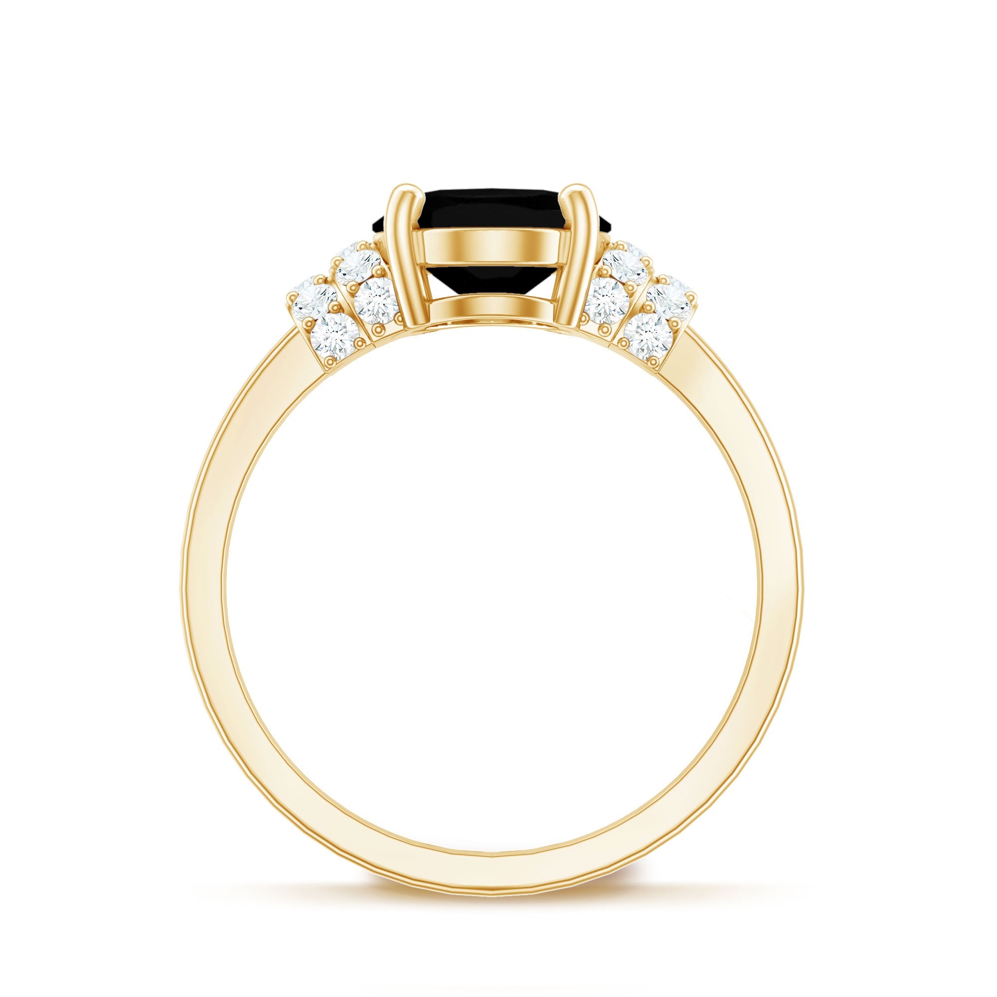 Created Black Diamond and Diamond Oval Engagement Ring
