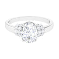 Oval Zircon Engagement Ring with Collar