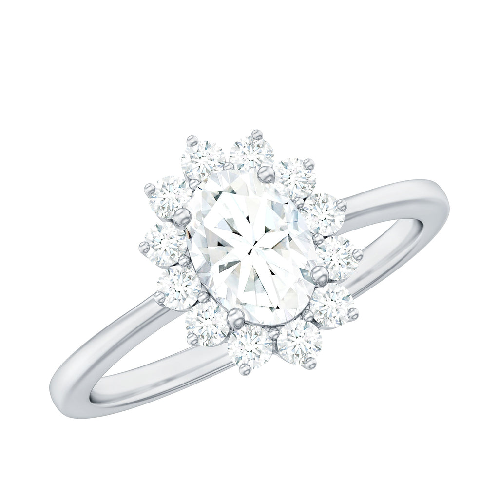 2 CT Princess Diana Inspired Oval Cut Zircon Halo Engagement Ring