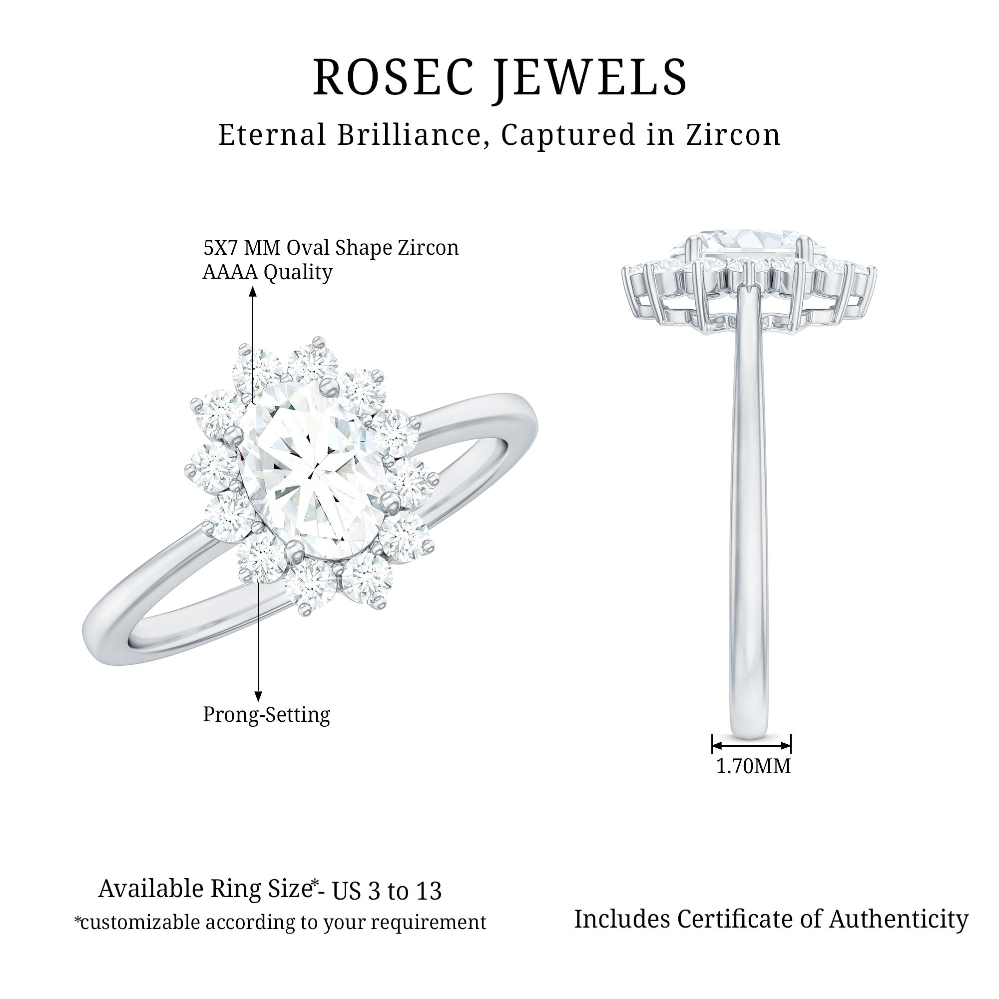 2 CT Princess Diana Inspired Oval Cut Zircon Halo Engagement Ring