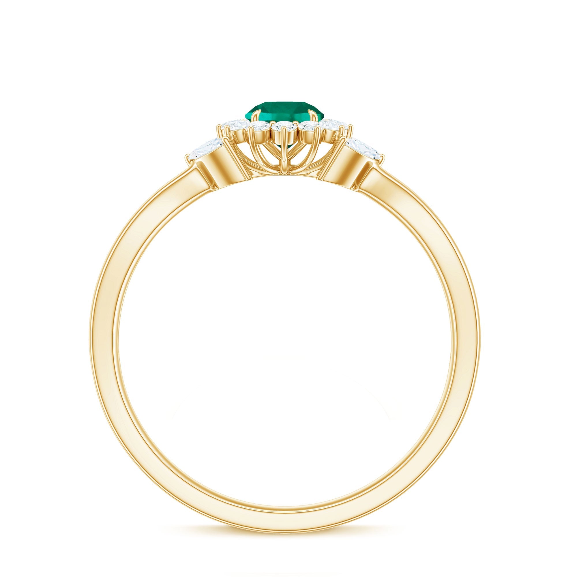 Certified Lab Grown Emerald Diamond Flower Engagement Ring with Split Shank