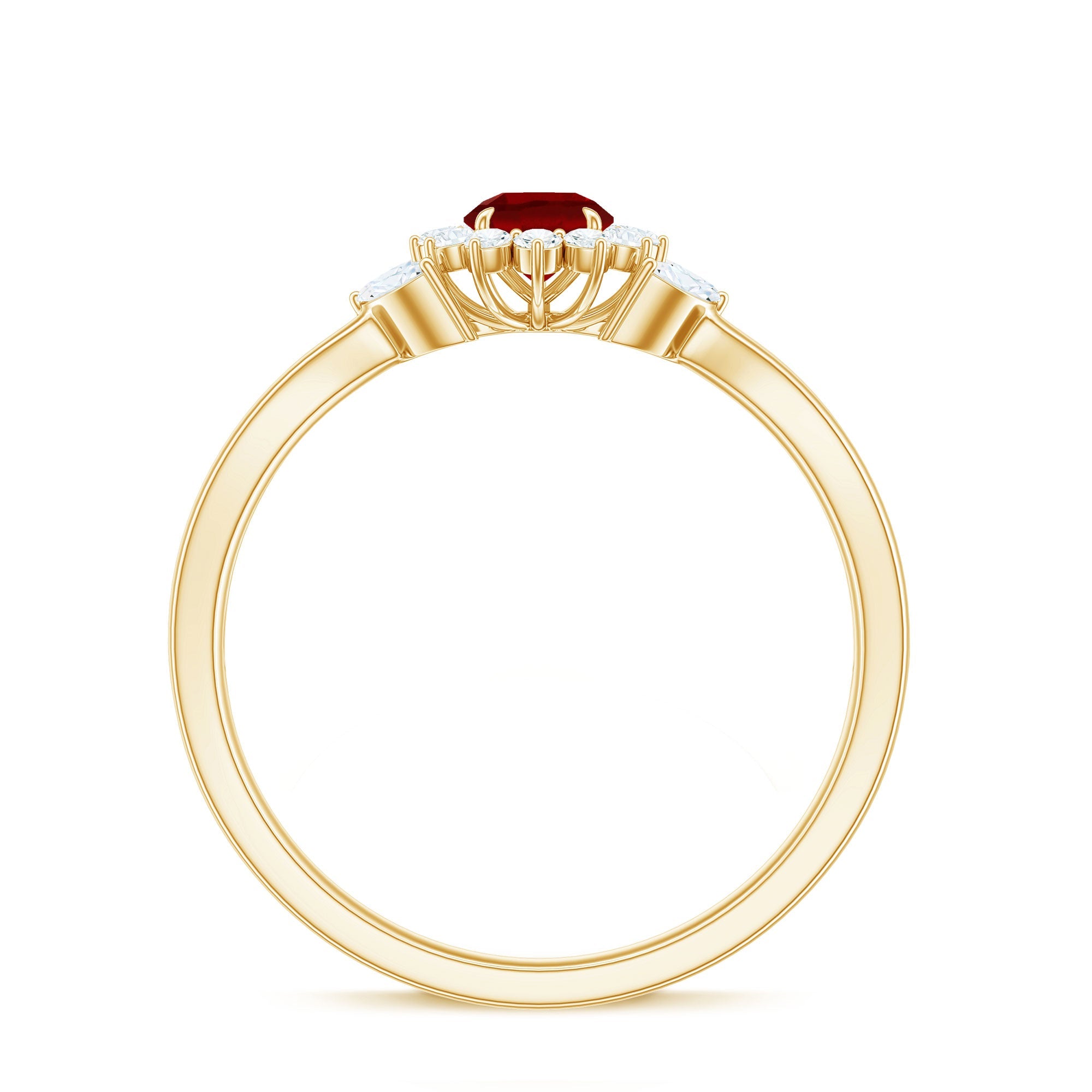 Created Ruby and Moissanite Flower Engagement Ring in Split Shank