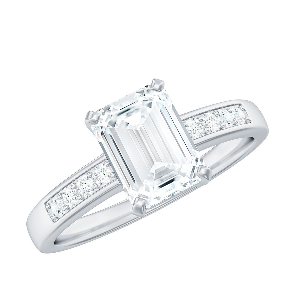Octagon Cut Cubic Zirconia Solitaire Engagement Ring in Gold