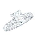 Octagon Cut Cubic Zirconia Solitaire Engagement Ring in Gold