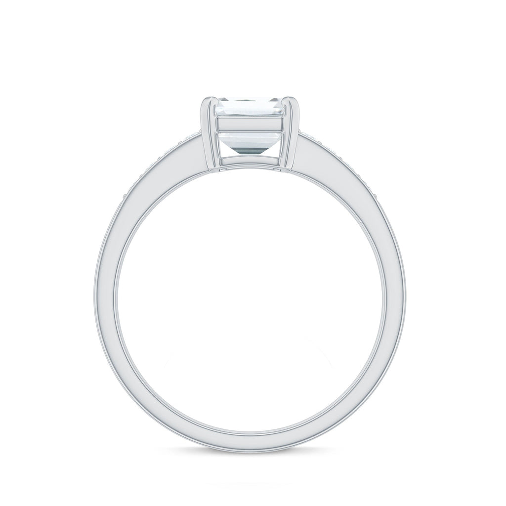 Octagon Cut Cubic Zirconia Solitaire Engagement Ring in Gold
