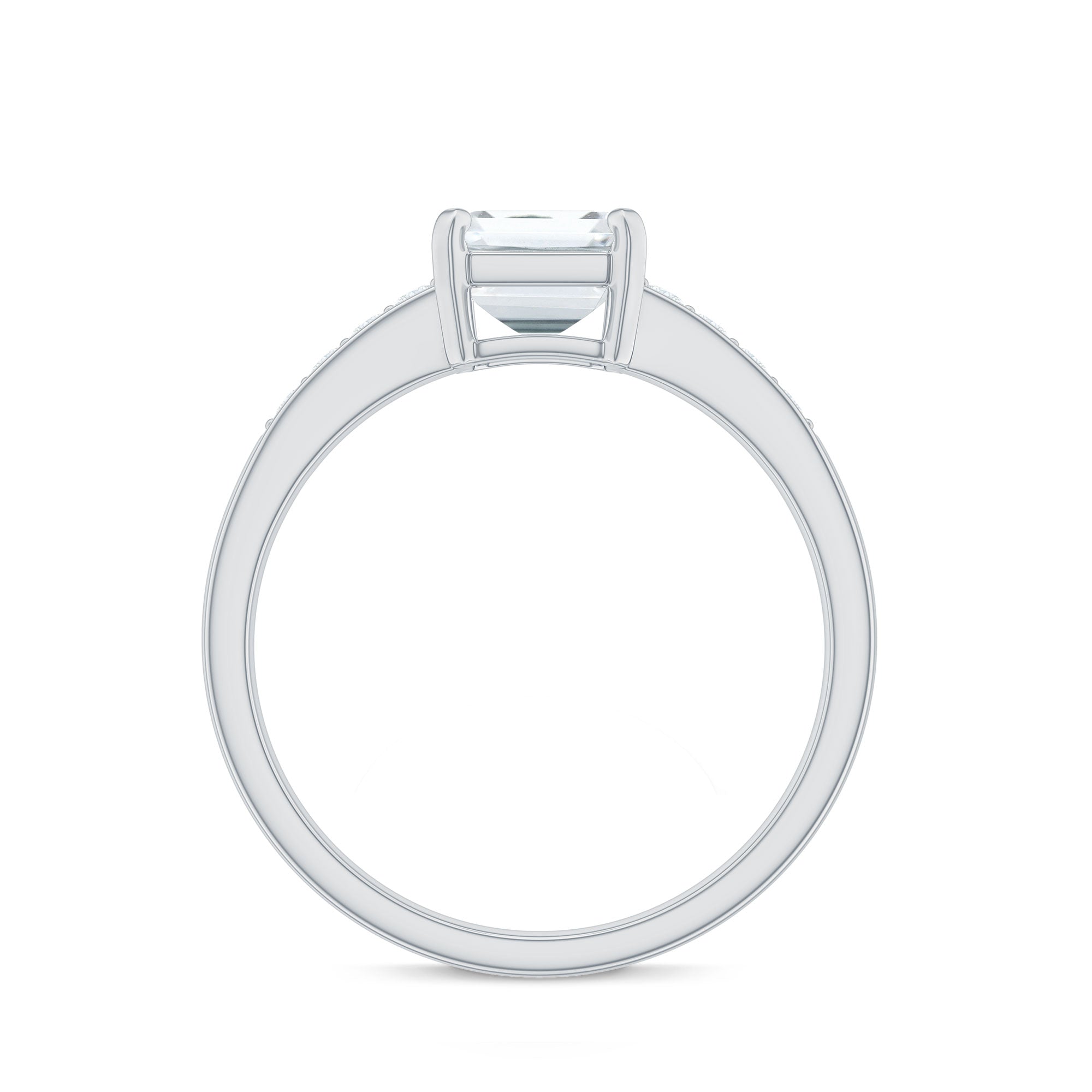 Octagon Cut Cubic Zirconia Solitaire Engagement Ring in Gold