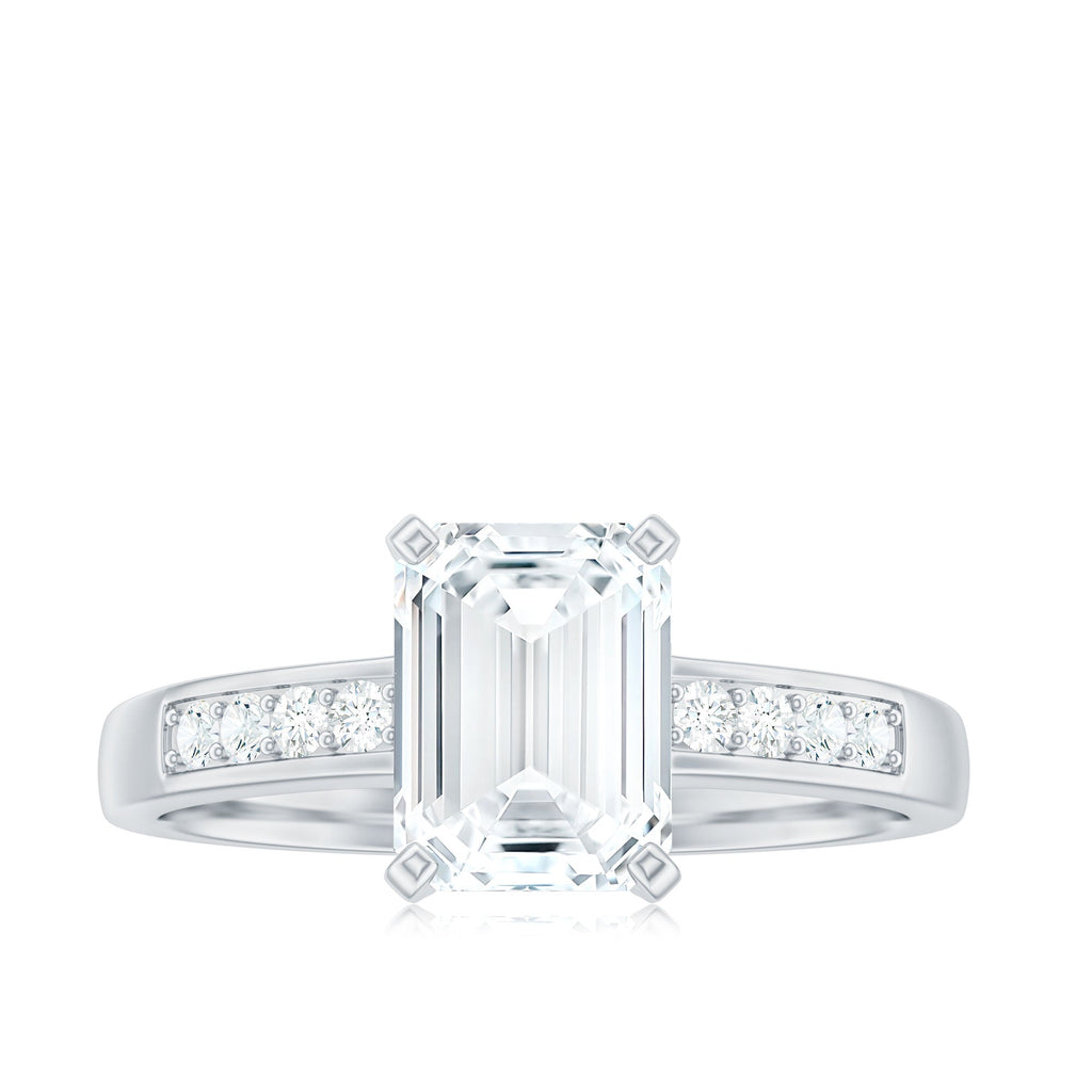 Octagon Cut Cubic Zirconia Solitaire Engagement Ring in Gold