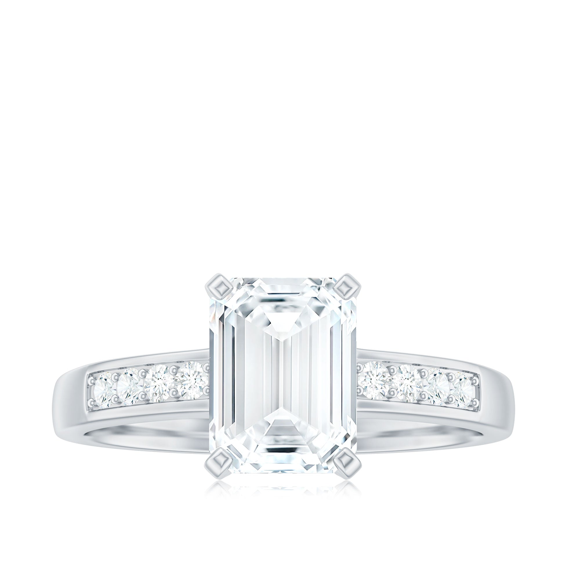 Octagon Cut Cubic Zirconia Solitaire Engagement Ring in Gold