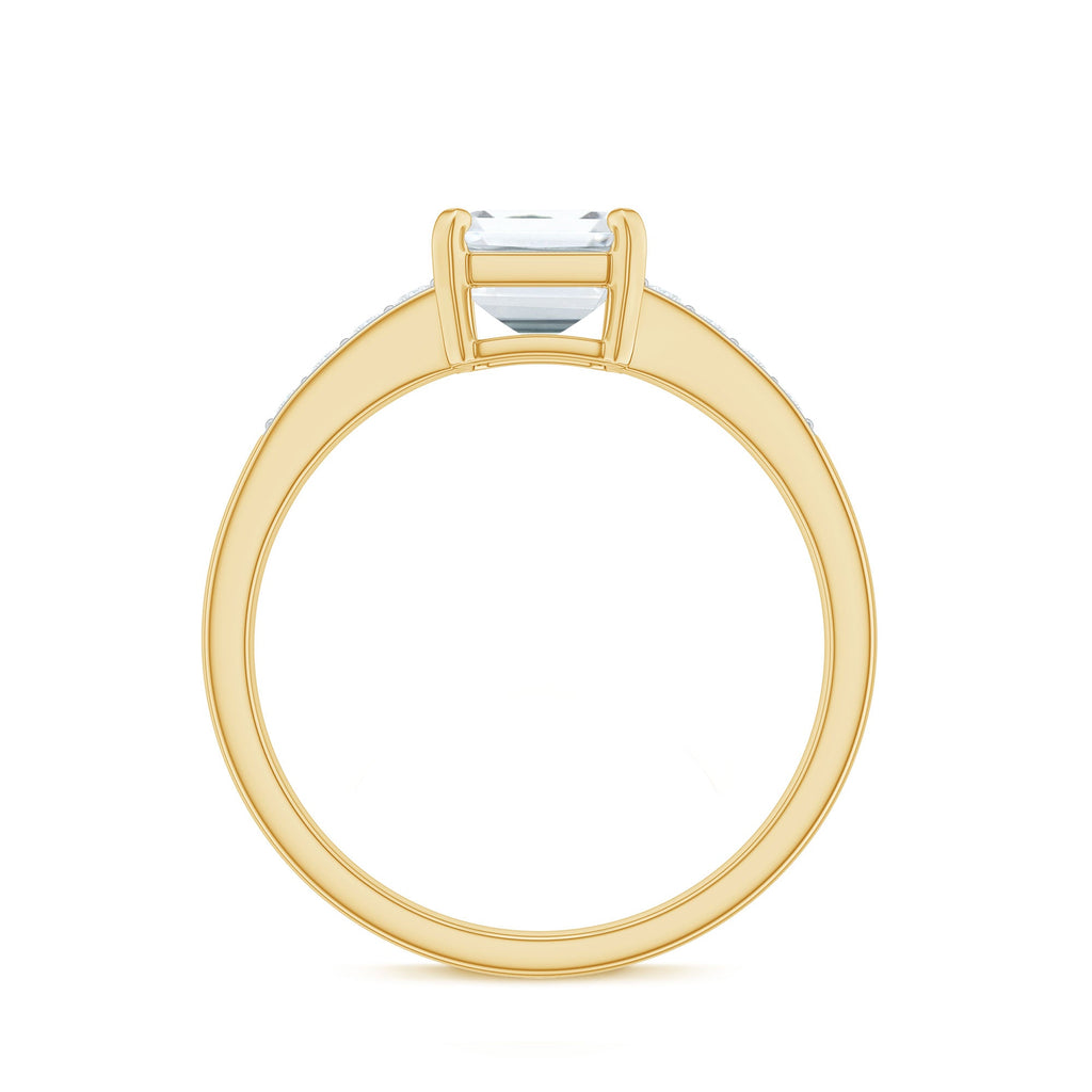 Octagon Cut Cubic Zirconia Solitaire Engagement Ring in Gold