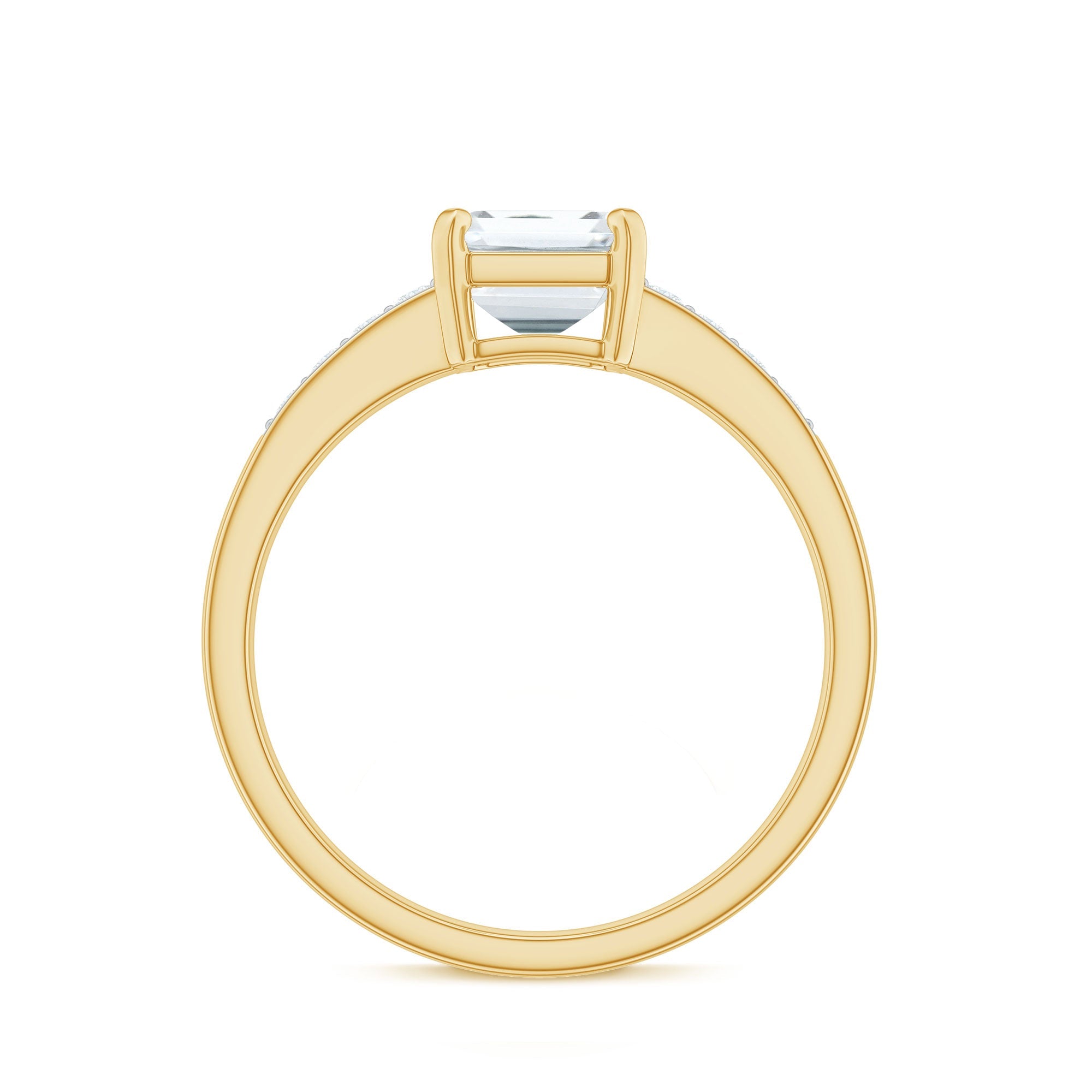 Octagon Cut Cubic Zirconia Solitaire Engagement Ring in Gold