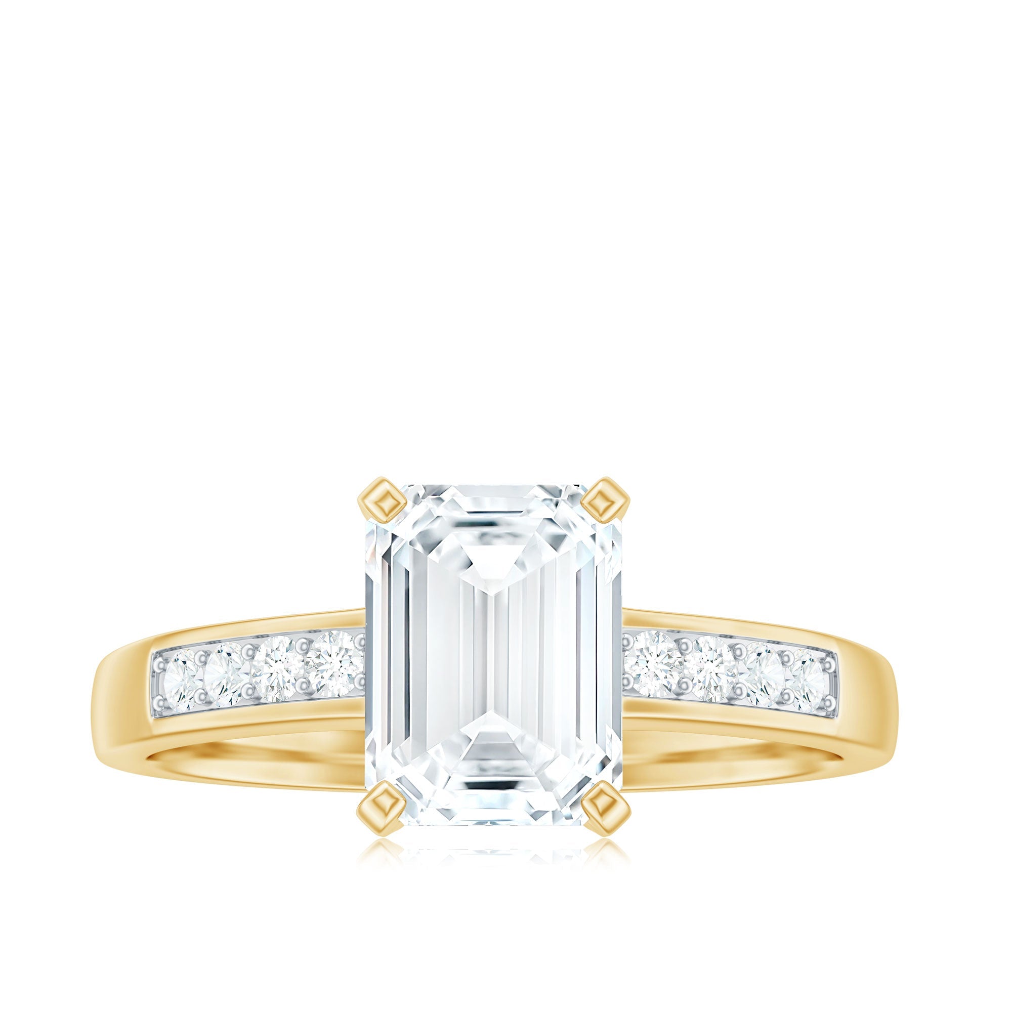 Octagon Cut Cubic Zirconia Solitaire Engagement Ring in Gold