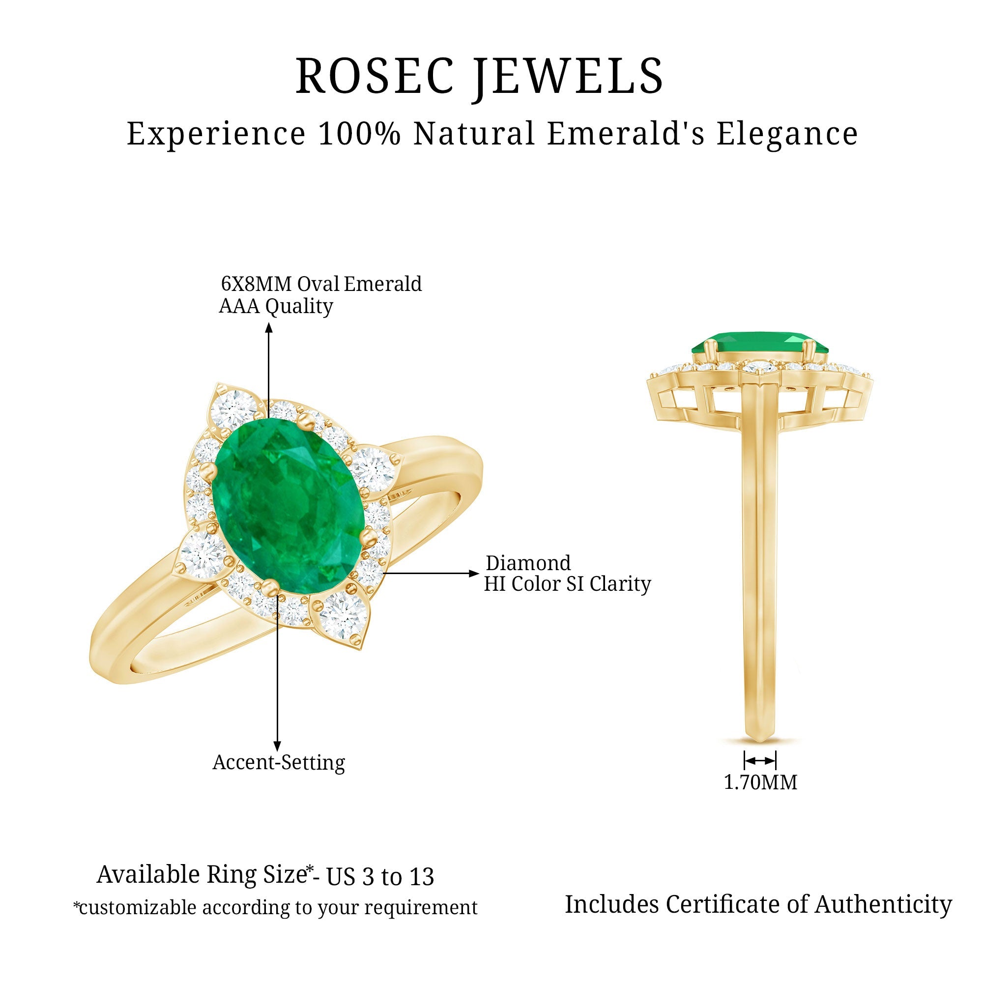 Vintage Looking Emerald Oval Engagement Ring with Diamond Halo