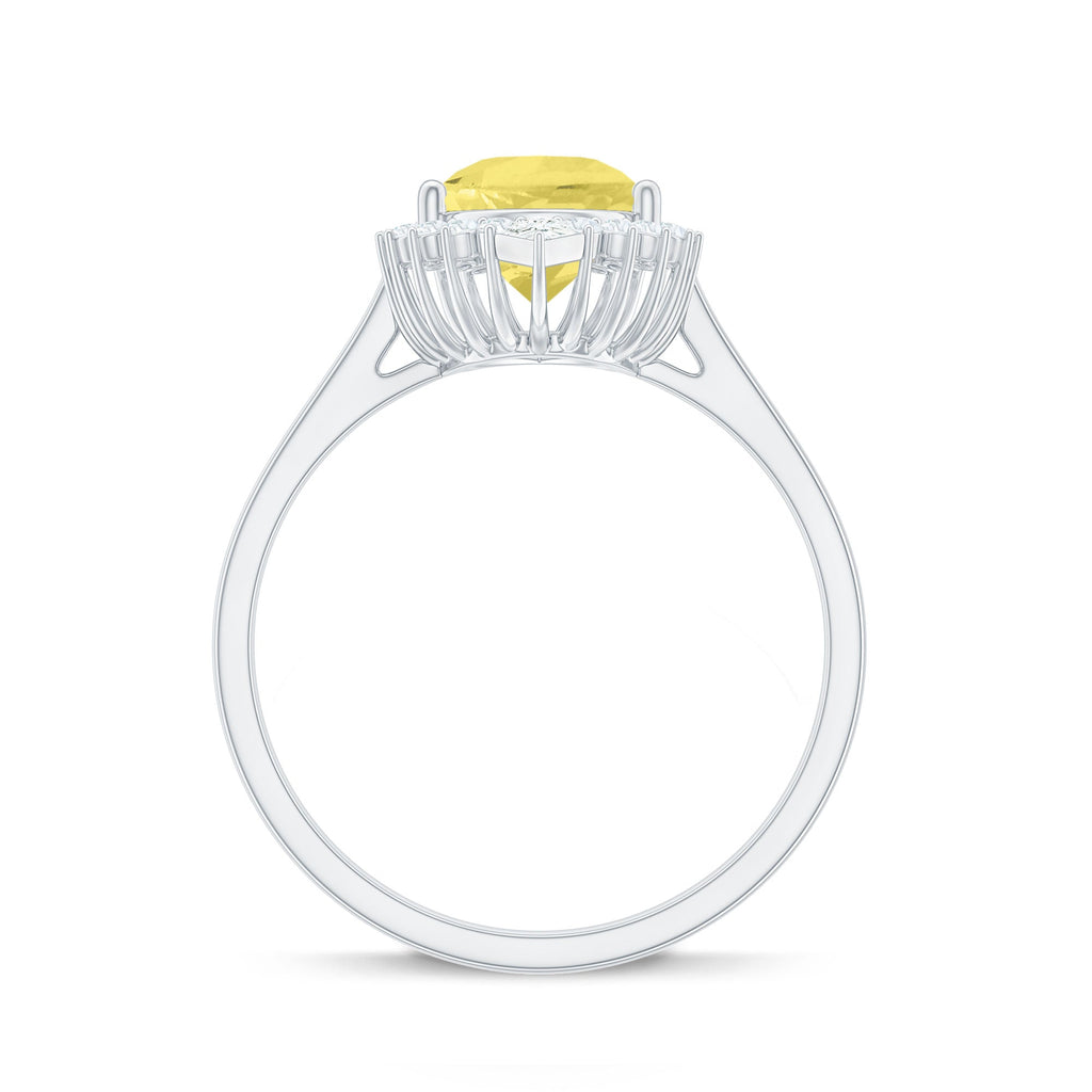 Cocktail Halo Ring with Created Yellow Sapphire and Diamond