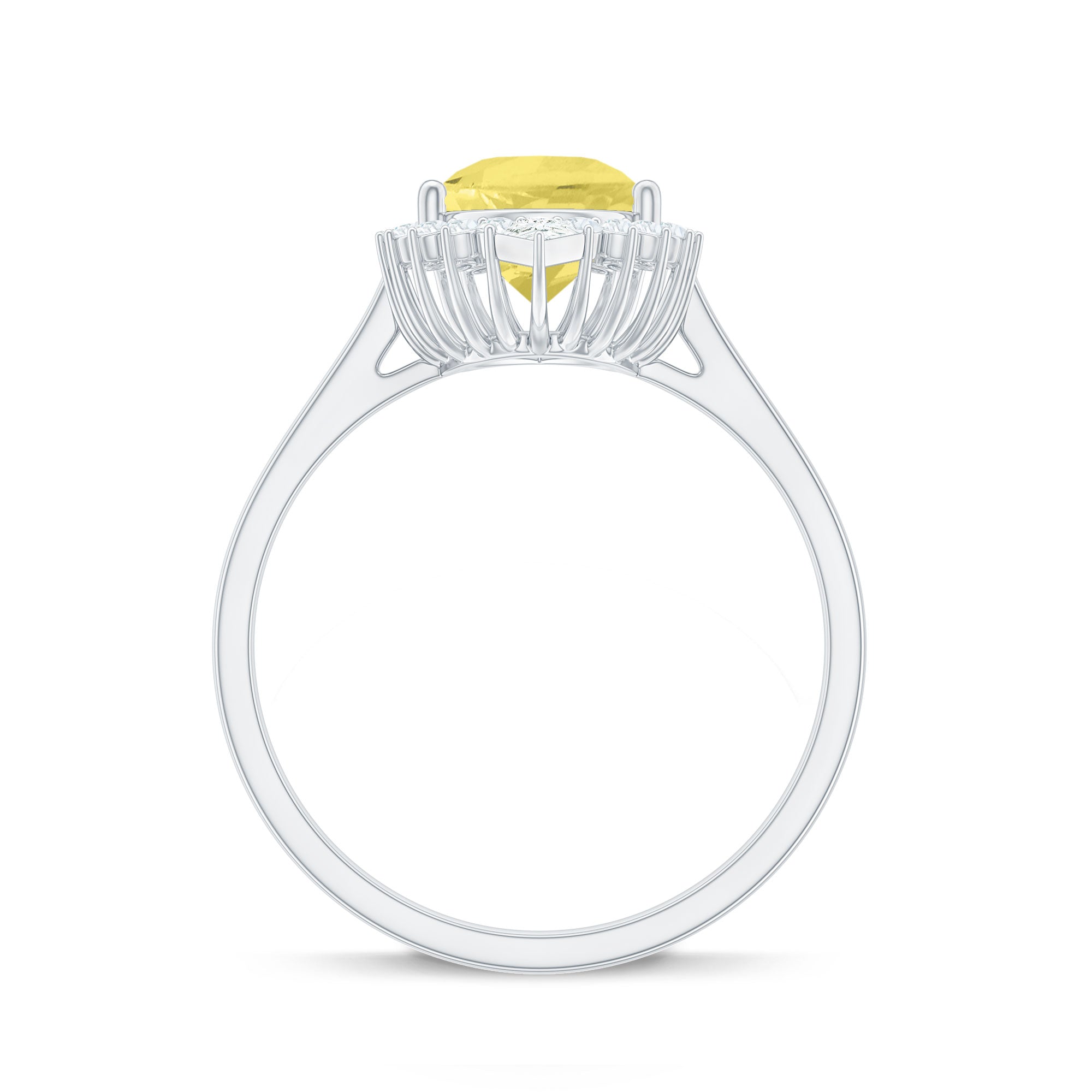 Cocktail Halo Ring with Created Yellow Sapphire and Diamond