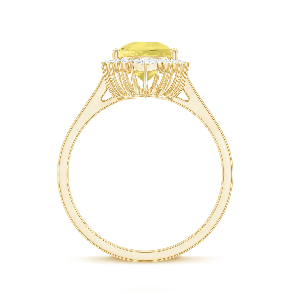 Cocktail Halo Ring with Created Yellow Sapphire and Diamond