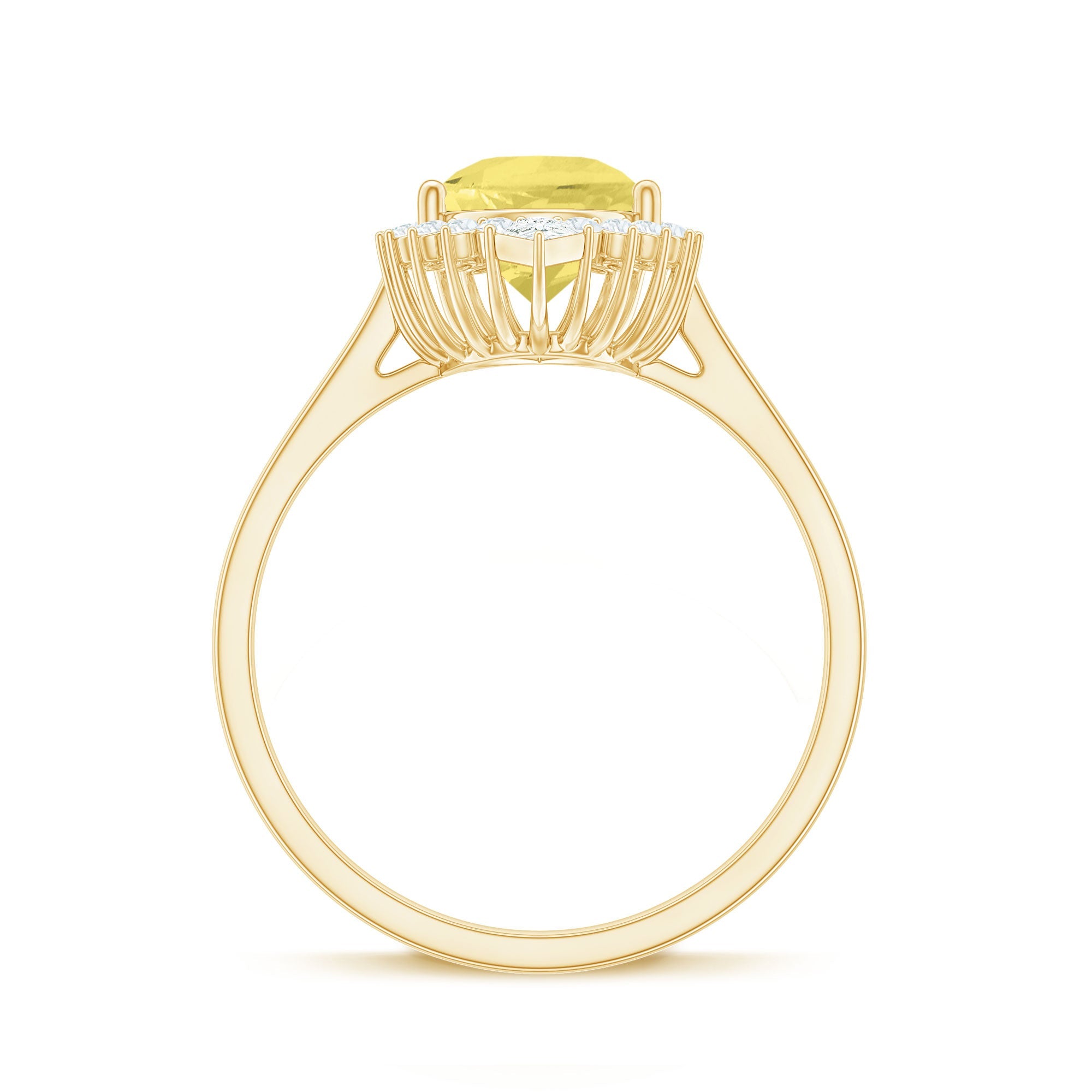 Cocktail Halo Ring with Created Yellow Sapphire and Diamond