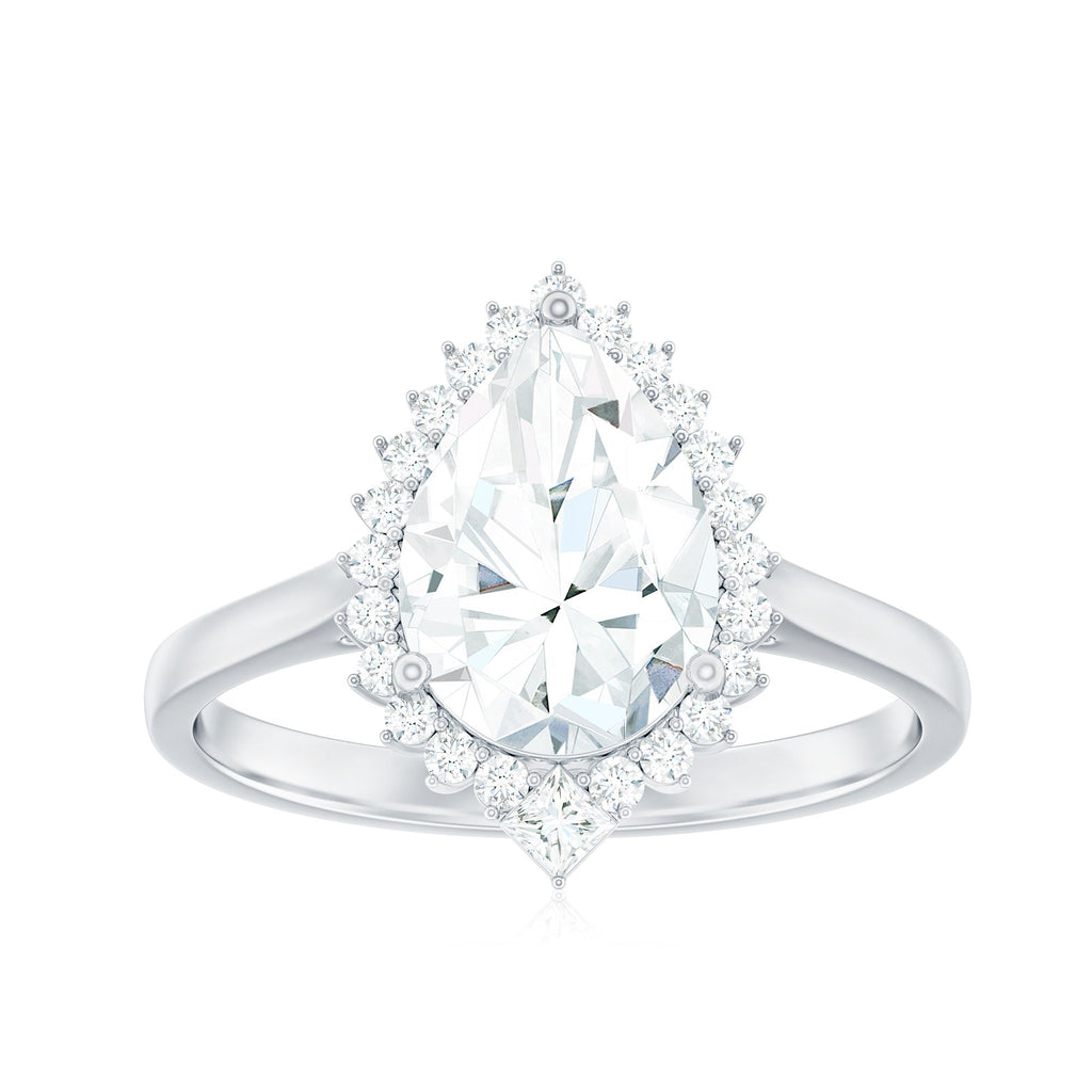 2.75 CT Pear Cut Zircon Cocktail Engagement Ring with Halo